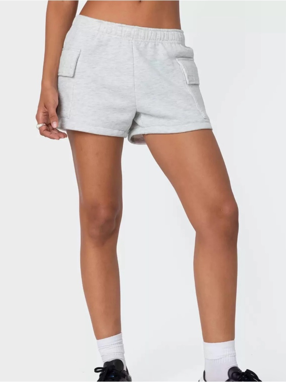 XS Edikted Grey Cargo Sweat Shorts Fleece Lined Cotton